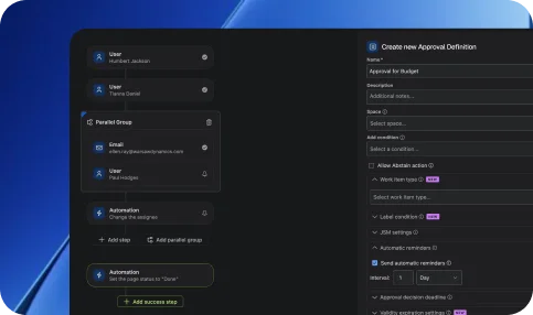 Flexible approval workflow configuration in Confluence